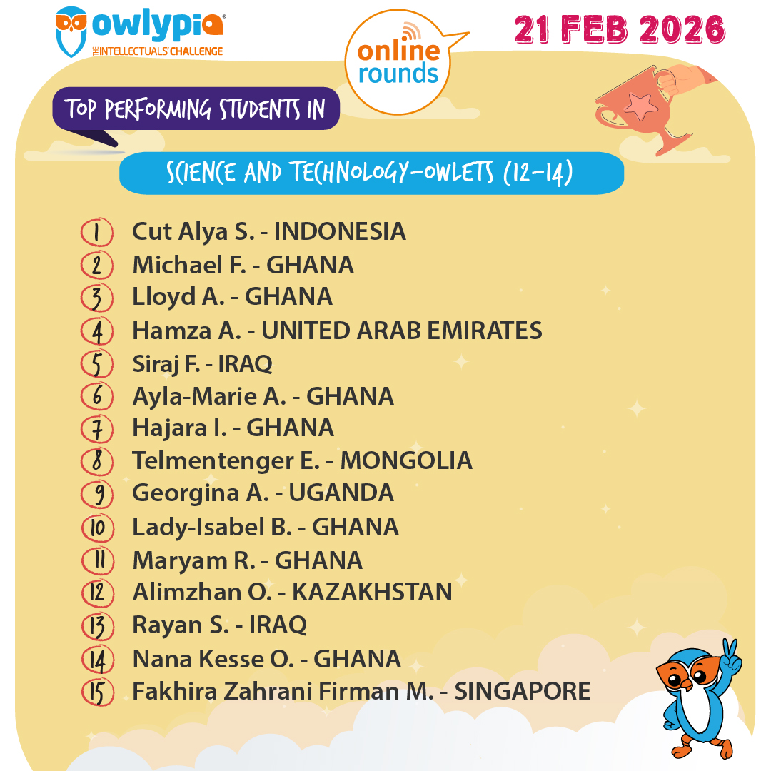 Owlypia competition results showing student achievements and awards ceremony