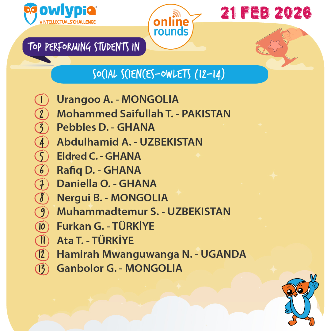 Owlypia competition results showing student achievements and awards ceremony