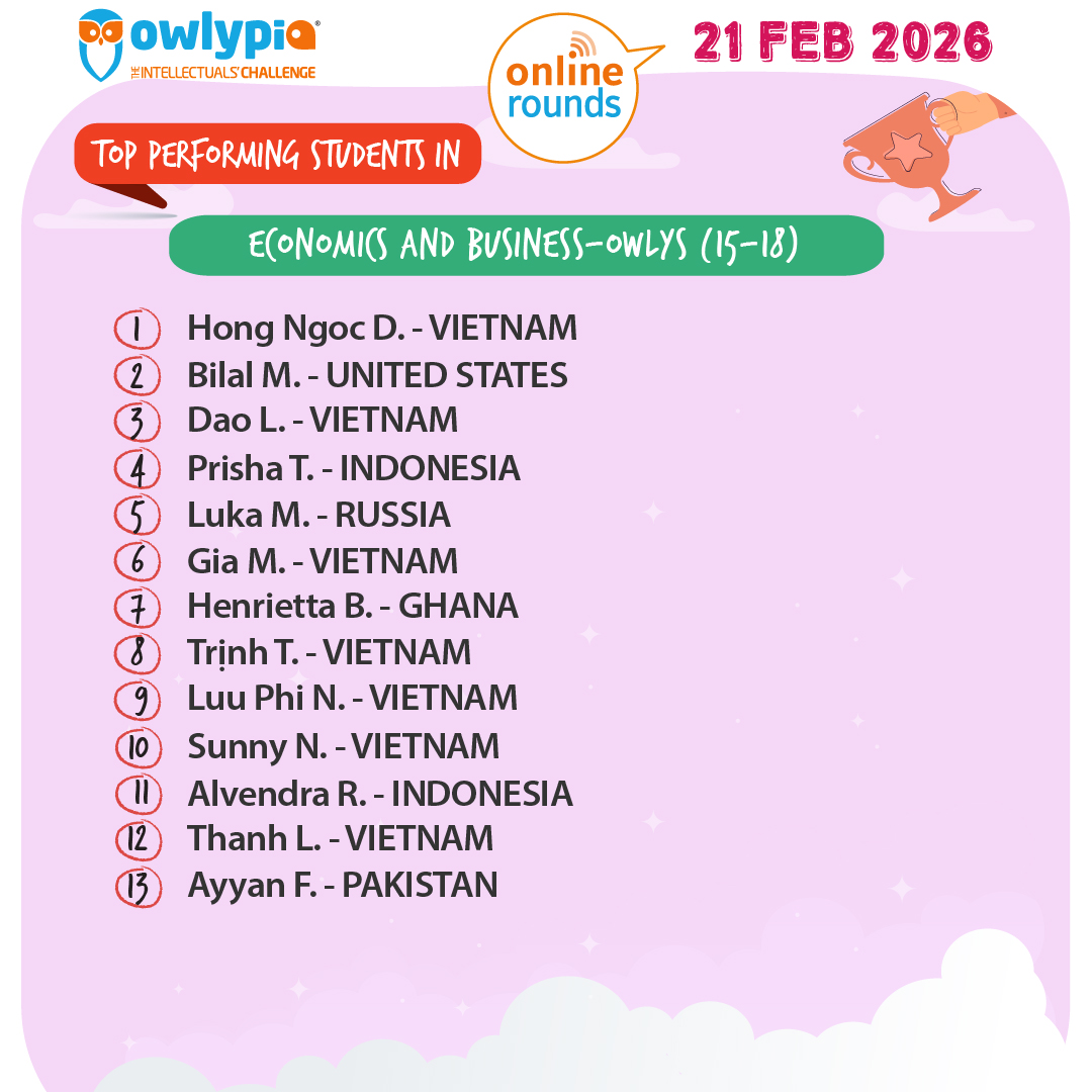 Owlypia competition results showing student achievements and awards ceremony