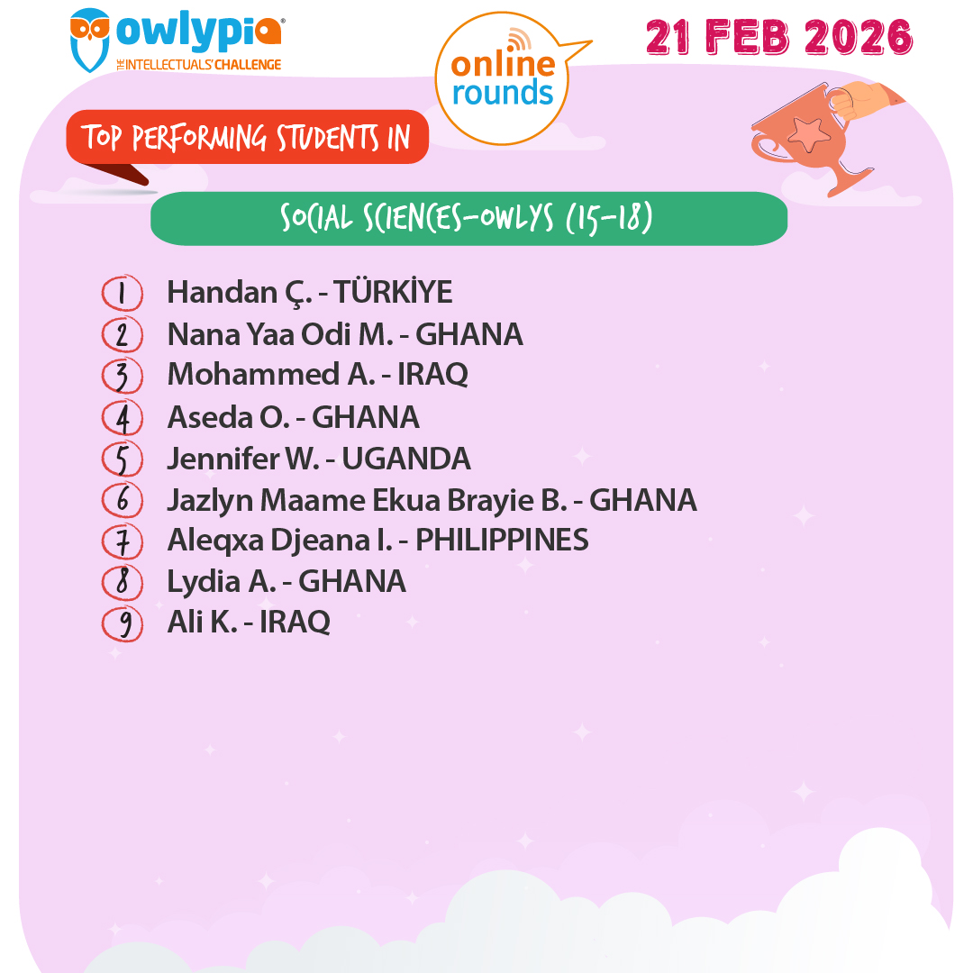 Owlypia competition results showing student achievements and awards ceremony