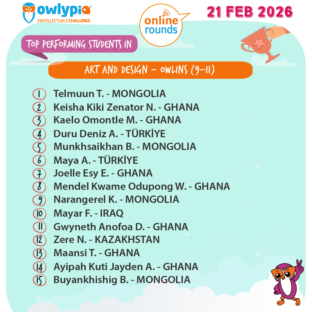 Owlypia competition results showing student achievements and awards ceremony