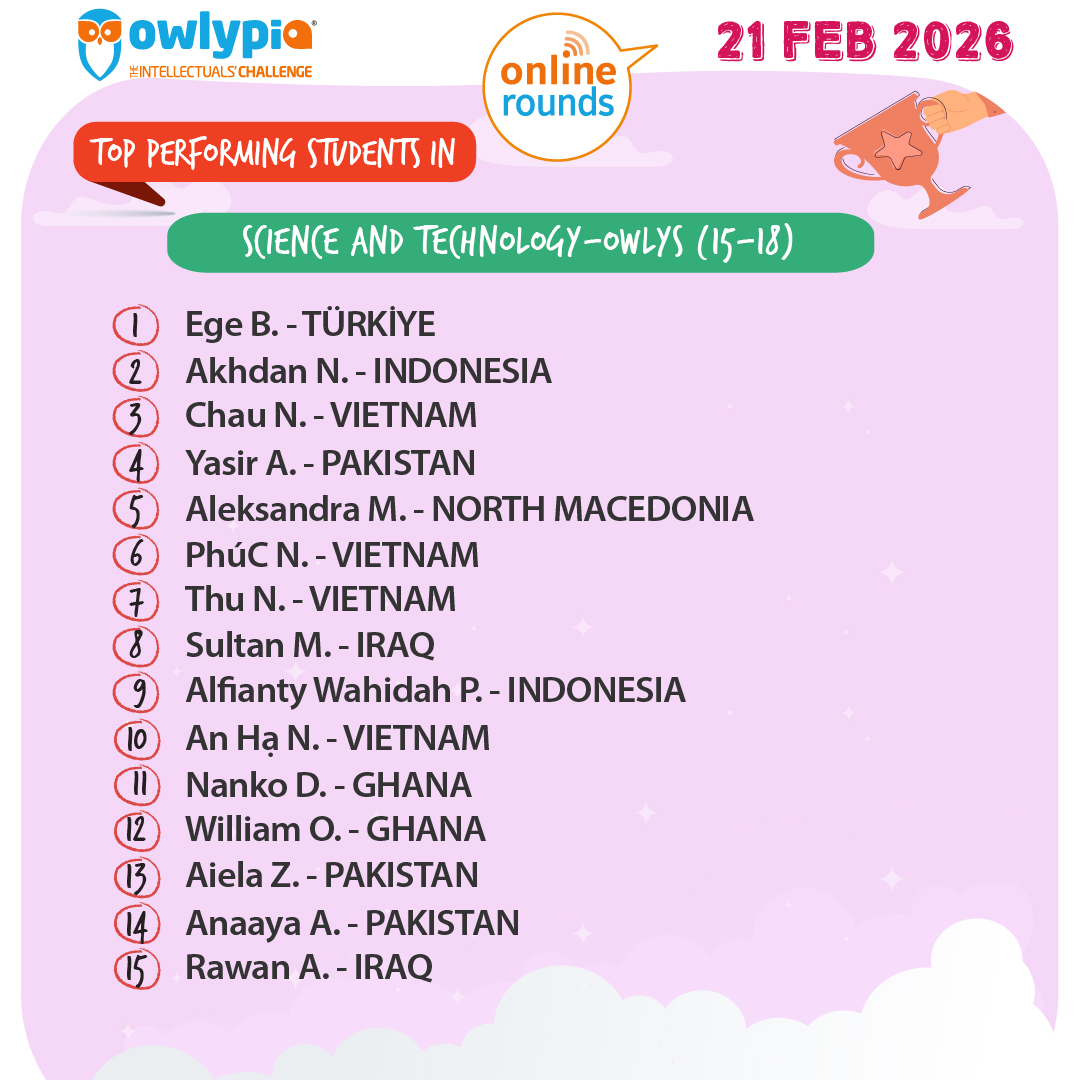 Owlypia competition results showing student achievements and awards ceremony